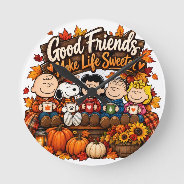 Good Friends Make Life Sweeter! Round Clock (Front)