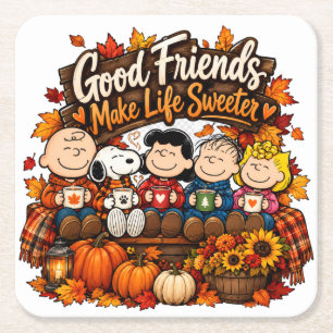 Good Friends Make Life Sweeter! Square Paper Coaster