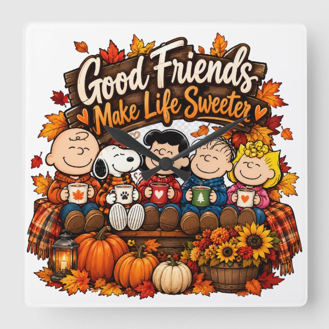 Good Friends Make Life Sweeter! Square Wall Clock (Front)