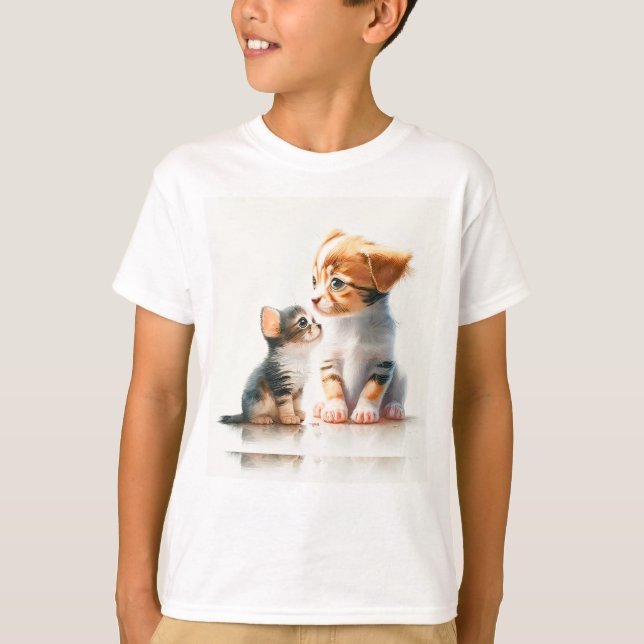 Good Friends Puppy And Kitten T-Shirt (Front)