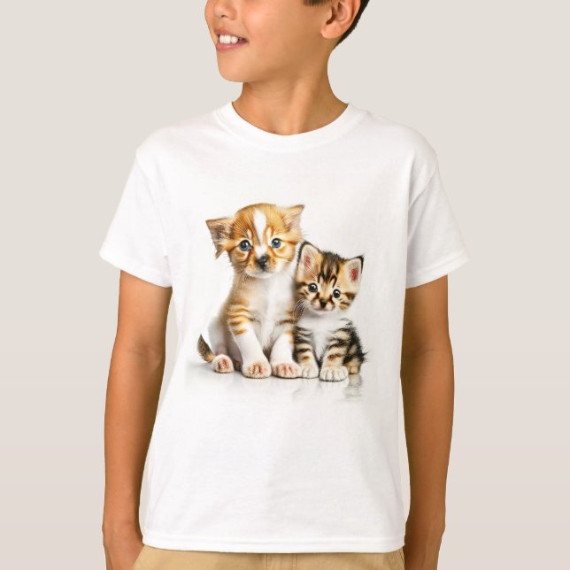 Good Friends Puppy And Kitten T-Shirt (Front)