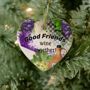 Good Friends Wine Together Ceramic Tree Decoration