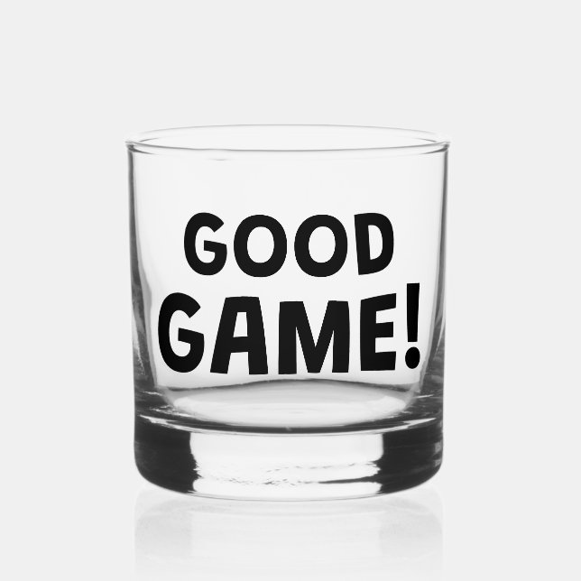 Good Game! | Bold Typography Gamer Rocks Glass (Front)