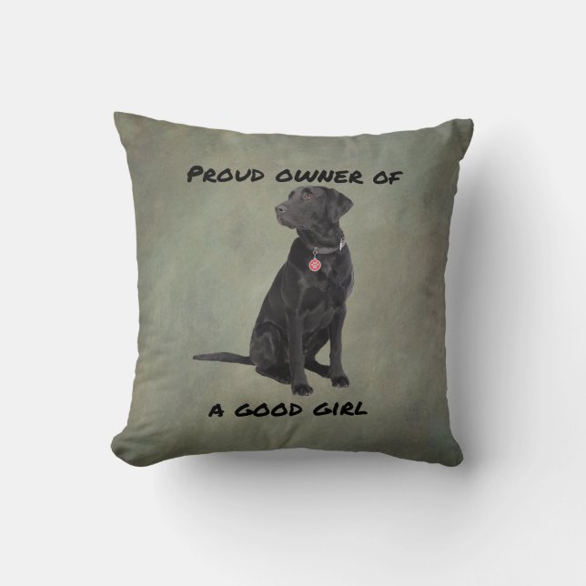 Good Girl Black Lab Cushion (Front)