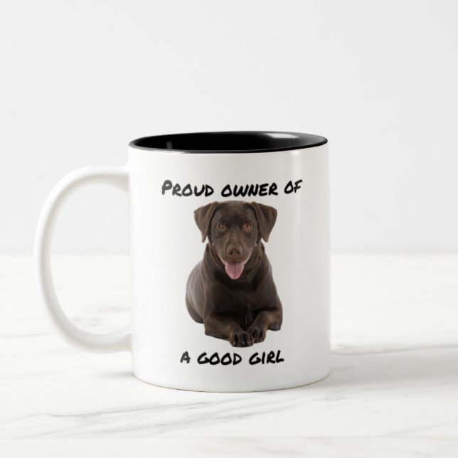 Good Girl Chocolate Lab Two-Tone Coffee Mug (Left)