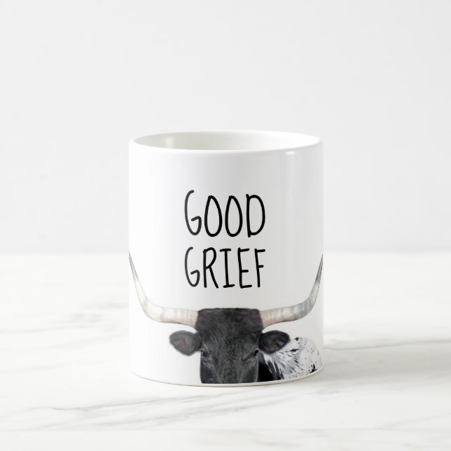 good grief  fun quote humour longhorn cow  coffee mug (Center)