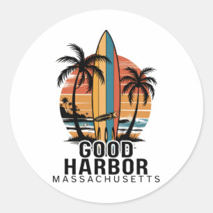 Good Harbor Beach Machusetts Surfing Surfer  Classic Round Sticker