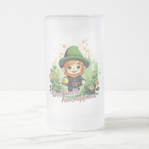 Good health in hapiness frosted glass beer mug