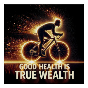 Good Health Poster With Neon Cyclist