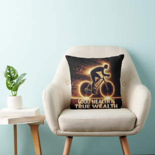 Good Health Poster With Neon Cyclist Cushion