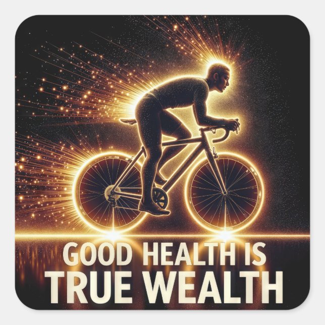 Good Health Poster With Neon Cyclist Square Sticker (Front)