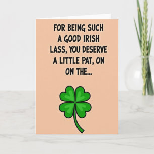 Good Irish Lass Shamrock Card