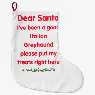 good Italian Greyhound Large Christmas Stocking