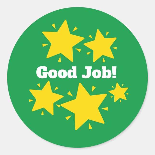 "Good Job!"  Customise Reward Sticker with Stars (Front)