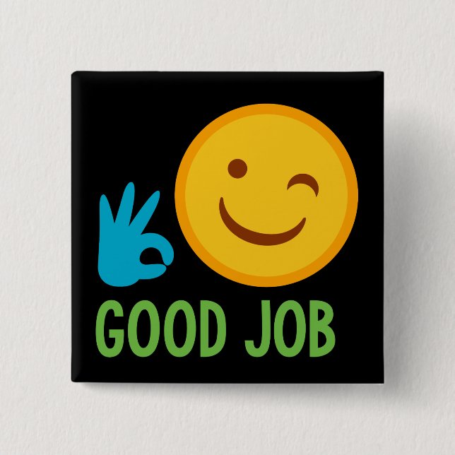 Good Job Emoji 15 Cm Square Badge (Front)