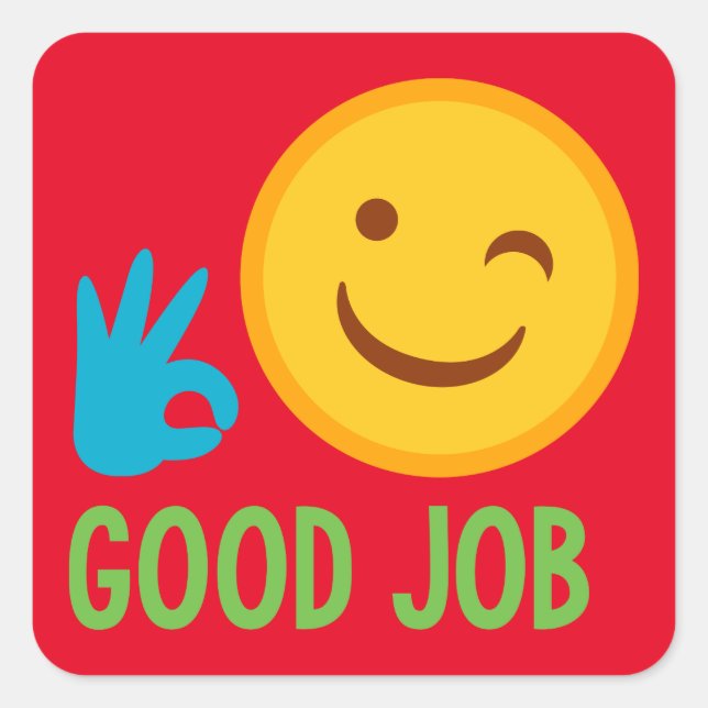 Good Job Emoji Square Sticker (Front)