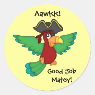 Good Job Matey!-Pirate Parrot Classic Round Sticker
