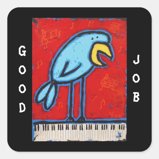 good job piano student stickers with bluebird (Front)