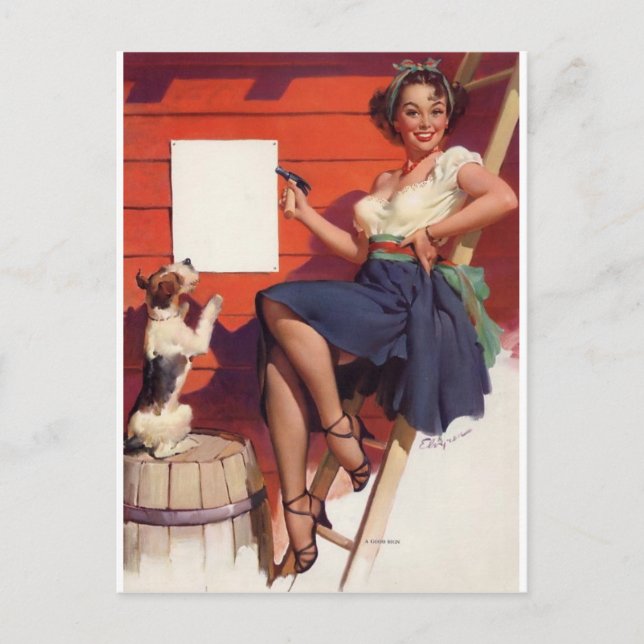 Good Job Pin Up Postcard (Front)
