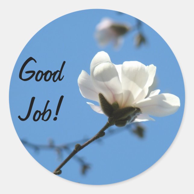 Good Job! stickers Blue Sky White Magnolia Flower (Front)
