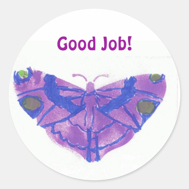 "Good job" stickers (large) w/purple butterfy (Front)