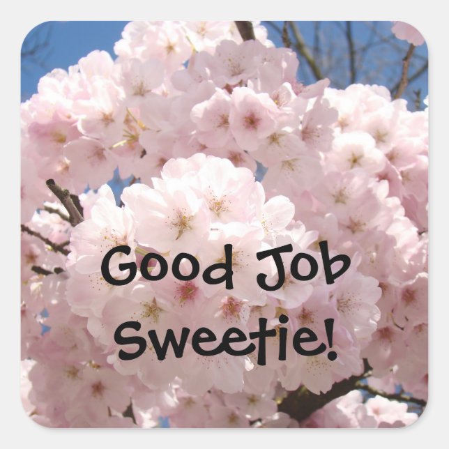 Good Job Sweetie! stickers Pink Flower Blossoms (Front)