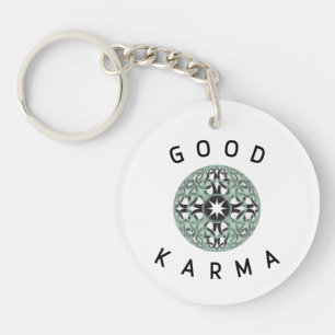 Good Karma Green Endless Knot Design  Key Ring