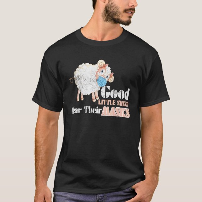 Good Little Sheep Wear Their Mask Sheep Wearing Fa T-Shirt (Front)