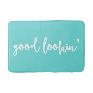 Good Lookin' Calligraphy Blue Bath Mat