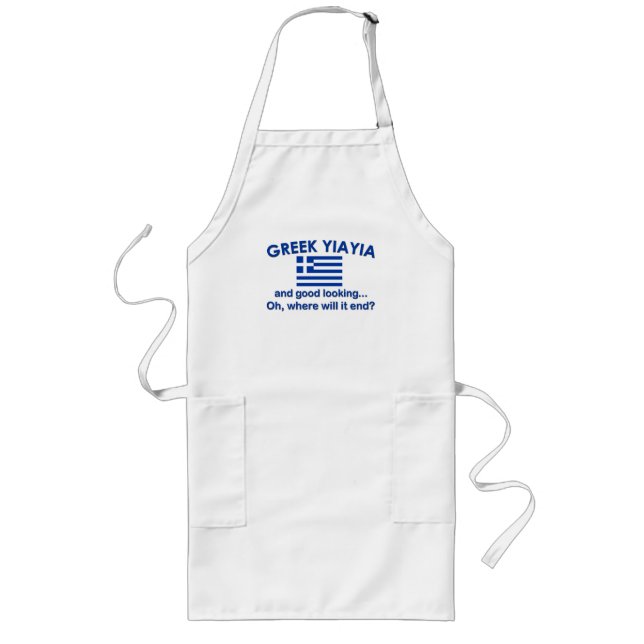 Good Looking Greek Yia Yia Long Apron (Front)