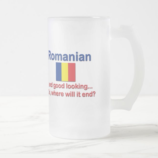 Good Looking Romanian Frosted Glass Beer Mug (Right)