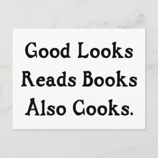 Good Looks Reads Books Also Cooks Postcard