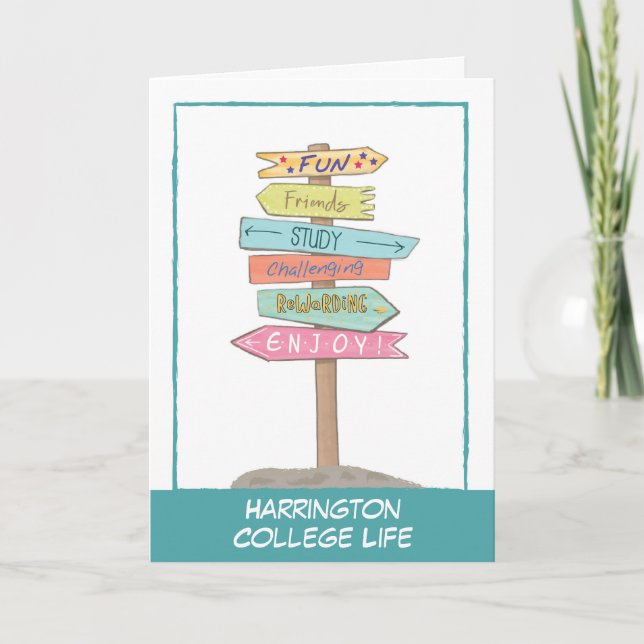 Good Luck as You Begin College with Direction Sign Card (Front)