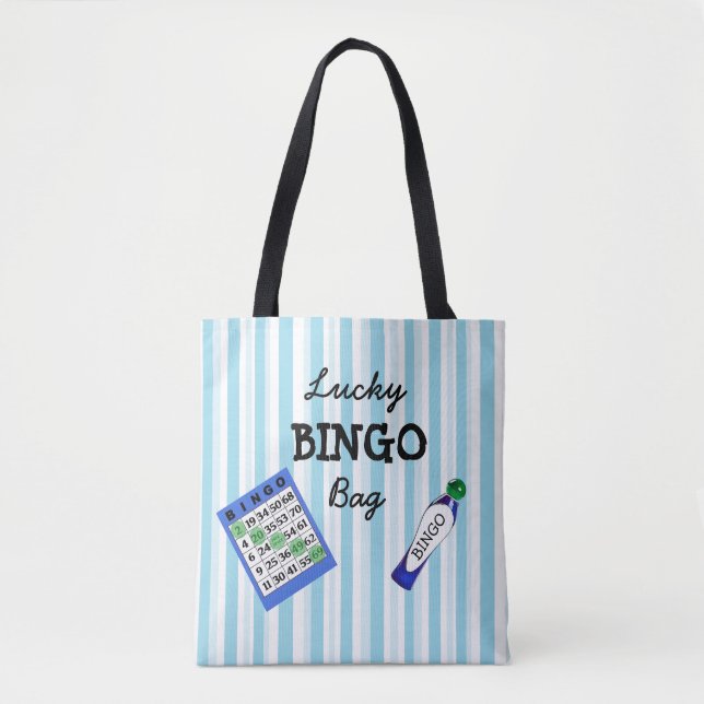 Good Luck BINGO Bag Blue Striped (Front)