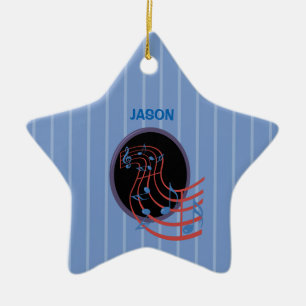 Good Luck, Black Music Circle Ceramic Tree Decoration