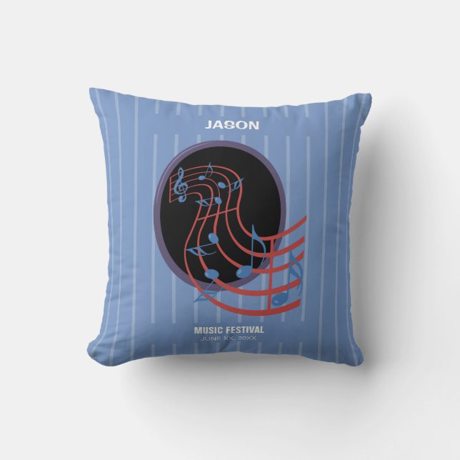 Good Luck, Black Music Circle Cushion (Front)