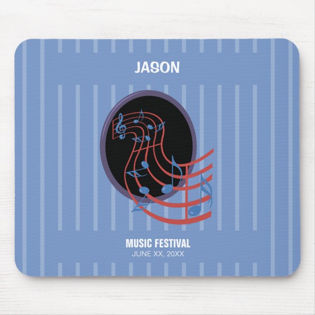 Good Luck, Black Music Circle Mouse Mat (Front)