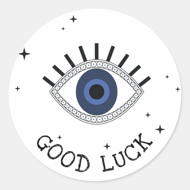 Good luck blue eye talisman, evil eye protection classic round sticker (Front)