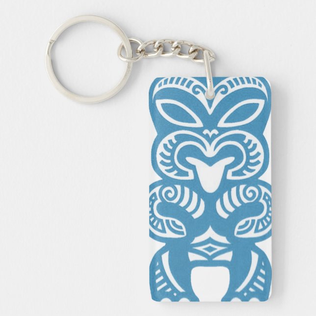 Good Luck Blue Tiki Acrylic  Key Ring (Front)