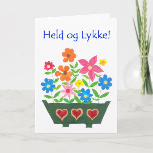 Good Luck Card, Danish Greeting - Flower Power Card