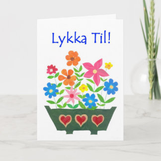 Good Luck Card, Norwegian Greeting - Flower Power Card