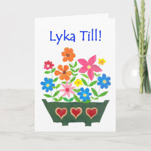 Good Luck Card, Swedish Greeting - Flower Power Card