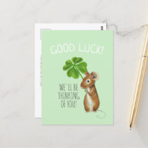 Good Luck Card, Sweet Mouse and Four Leaf Clover C