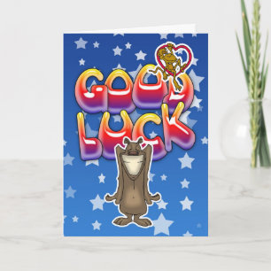 Good luck card with dog and monkey