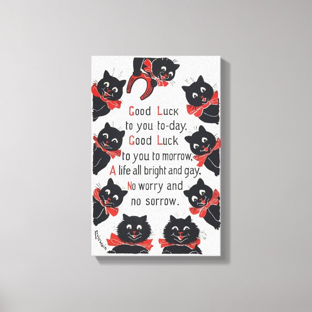 Good Luck Cats, Louis Wain Canvas Print (Front)