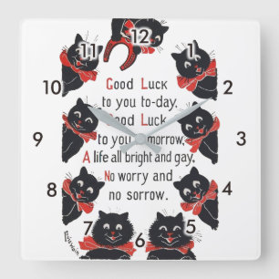 Good Luck Cats, Louis Wain Square Wall Clock