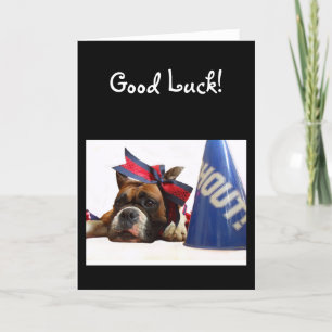 Good Luck Cheerleader boxer greeting card
