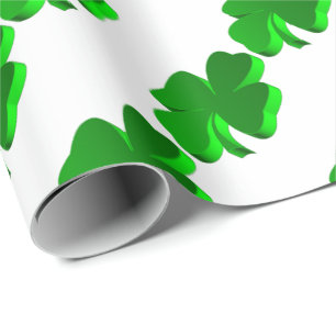 Good Luck Clover Pattern Green Funny Elegant Wrapping Paper