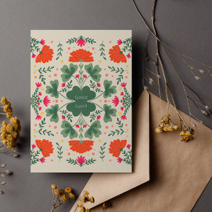Good luck clovers and flowers card
