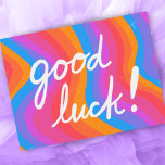 GOOD LUCK Colourful Cool & Fun Stripes Postcard<br><div class="desc">Check out this sweet and colourful art,  hand made by me for you! Feel free to add your own text or change the colours. Visit my shop for more!</div>